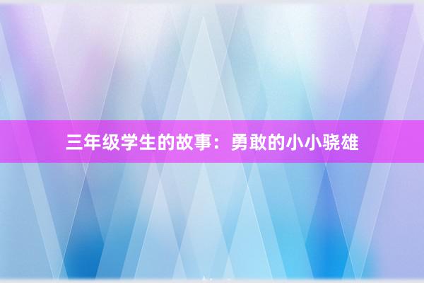 三年级学生的故事:勇敢的小小骁雄